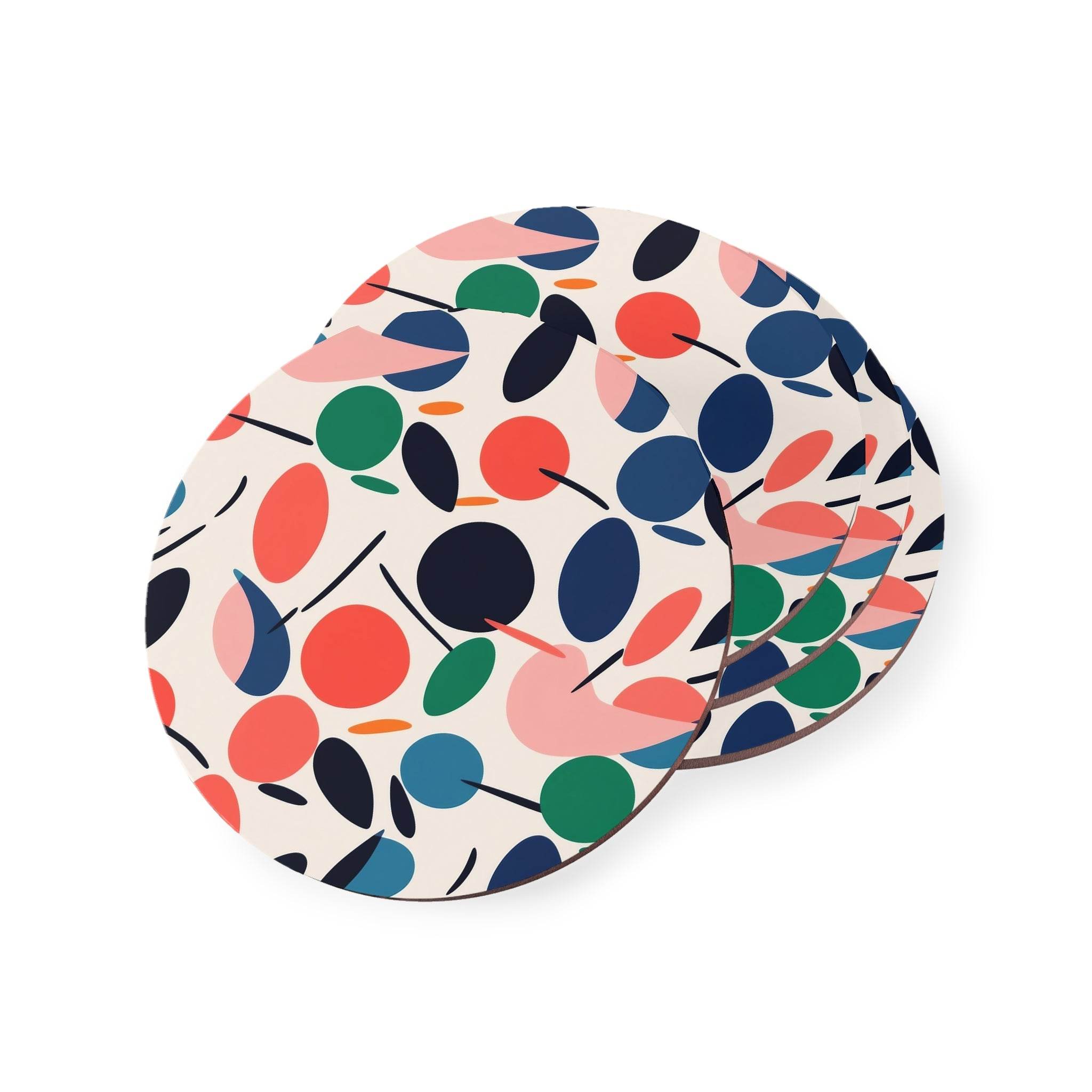 Printify colorful kitchen accessories sustainable drink coasters with modern abstract fruit design