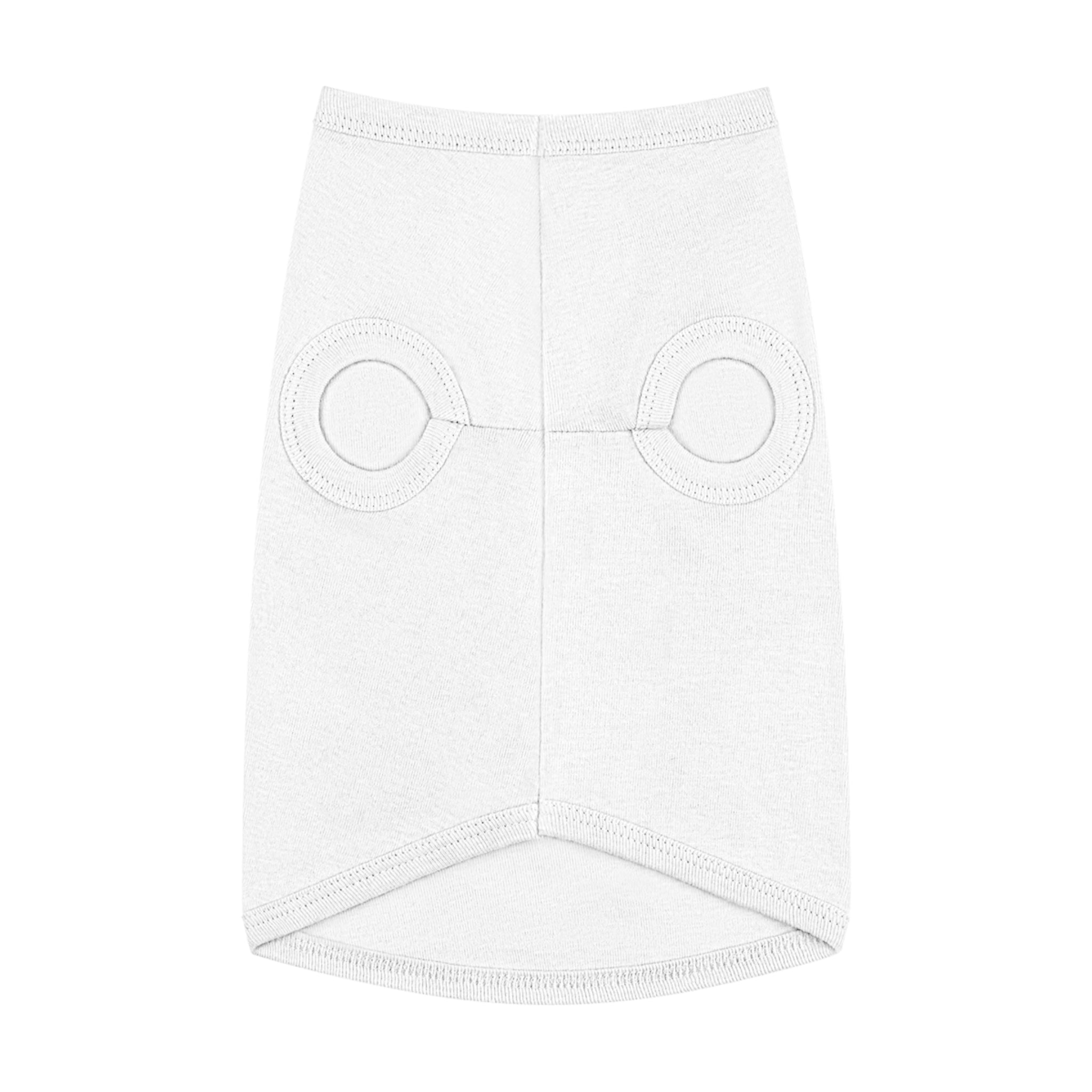 White sustainable pet tank top with rounded openings for comfortable and eco-friendly pet wear