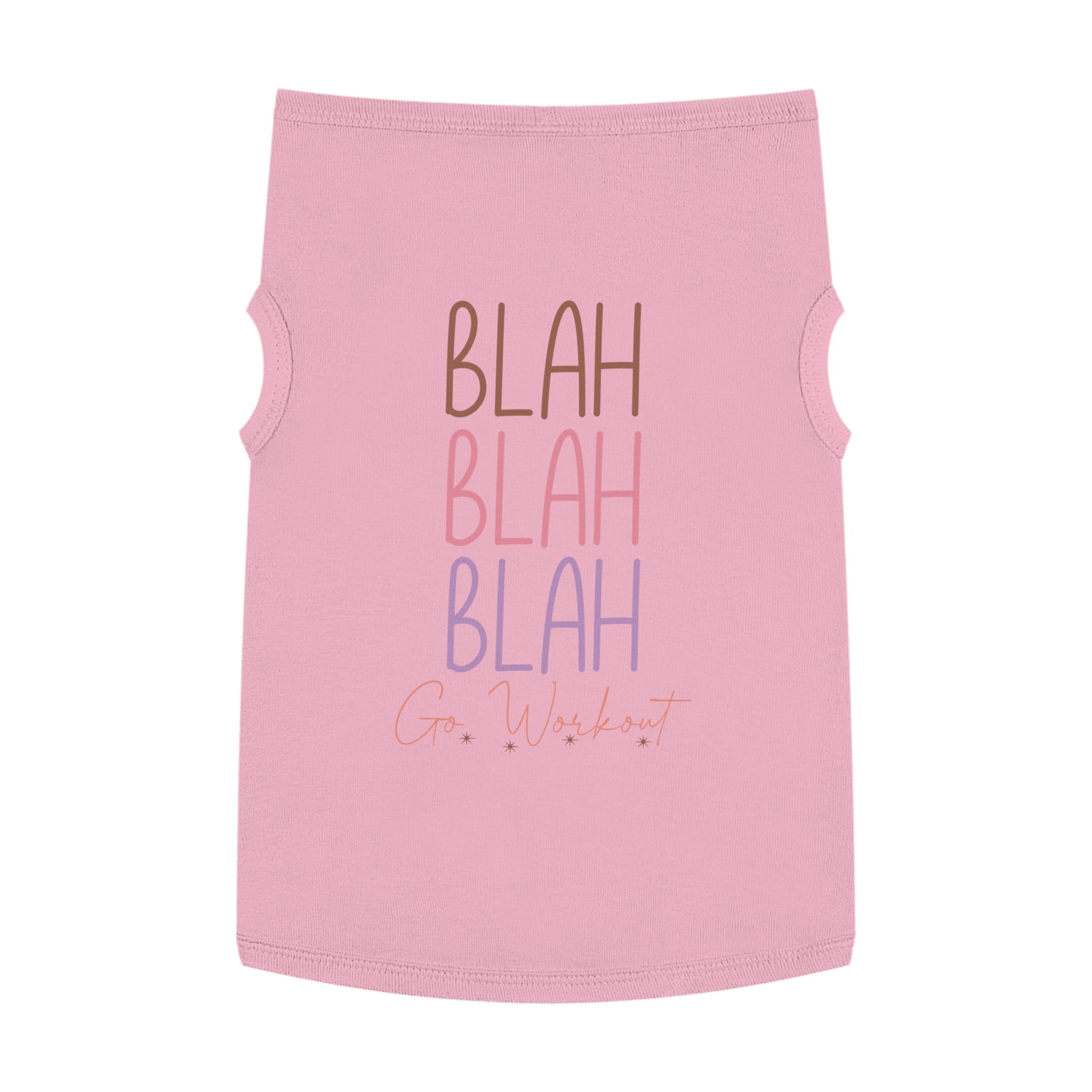 Sustainable pet tank top in pink with playful text design for stylish pets