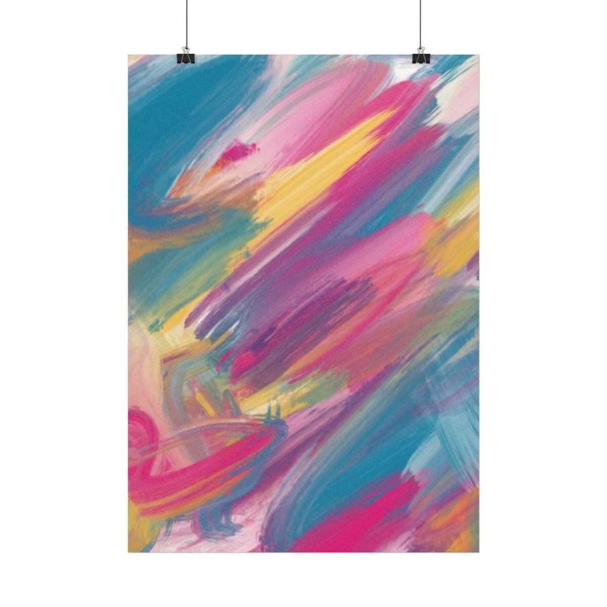 Printify colorful abstract eco-friendly art posters with vibrant brush strokes and modern design
