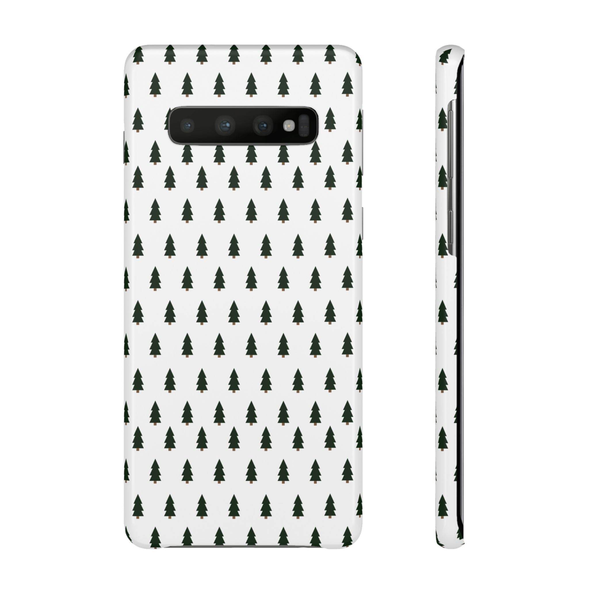 Printify winter forest snap case with green pine tree pattern for phone protection