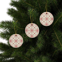 Red & Cream Festive Ceramic Ornaments 2-Side Print - Esmeralda Ecostore