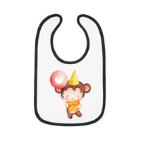 Party Monkey Baby Contrast Trim Jersey Bib - Esmeralda Ecostore