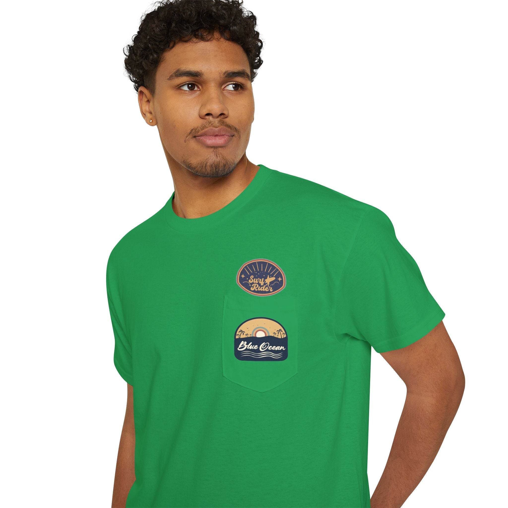 Blue Ocean Unisex Heavy Cotton Pocket Tee - Esmeralda Ecostore