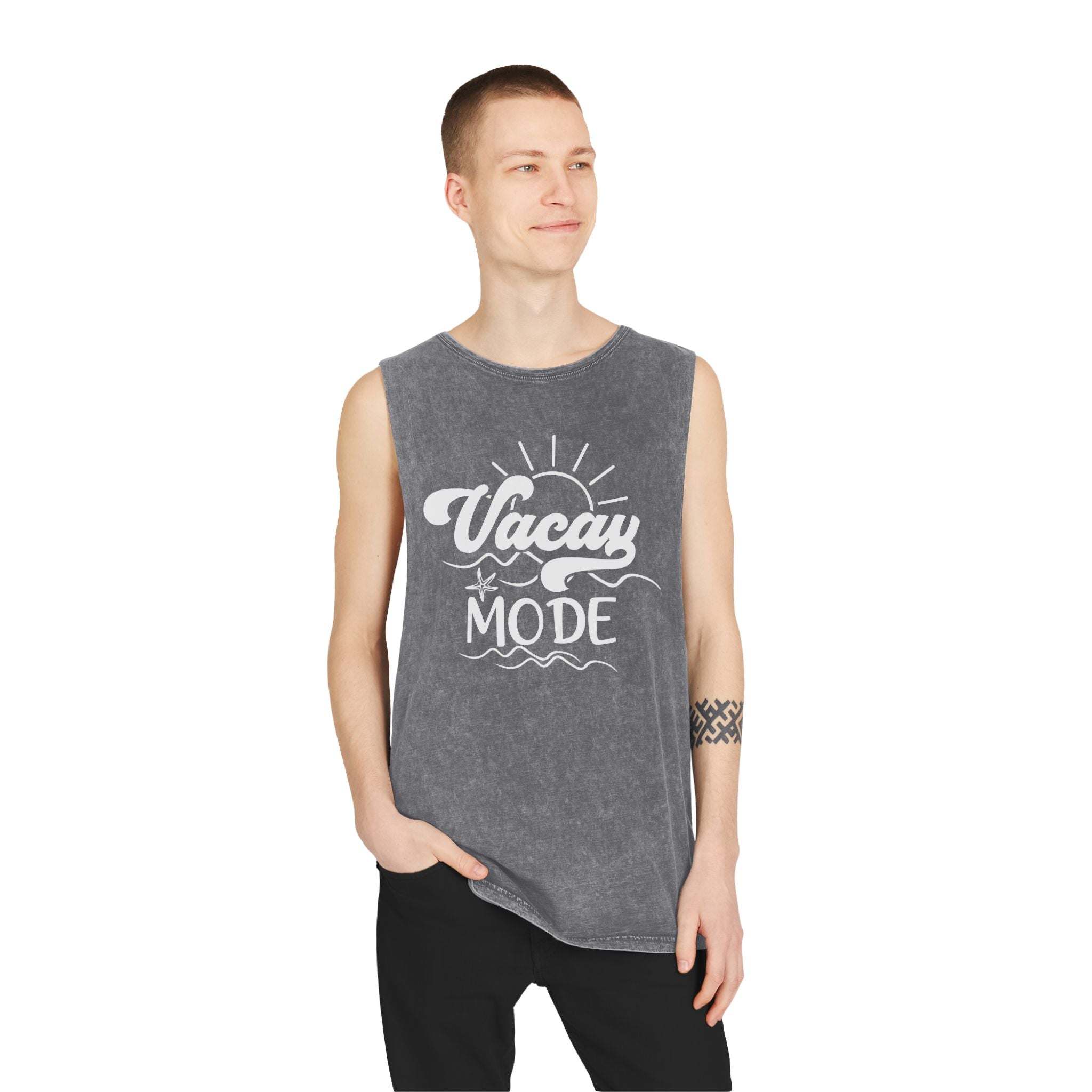Vacay Mode Unisex Stonewash Tank Top