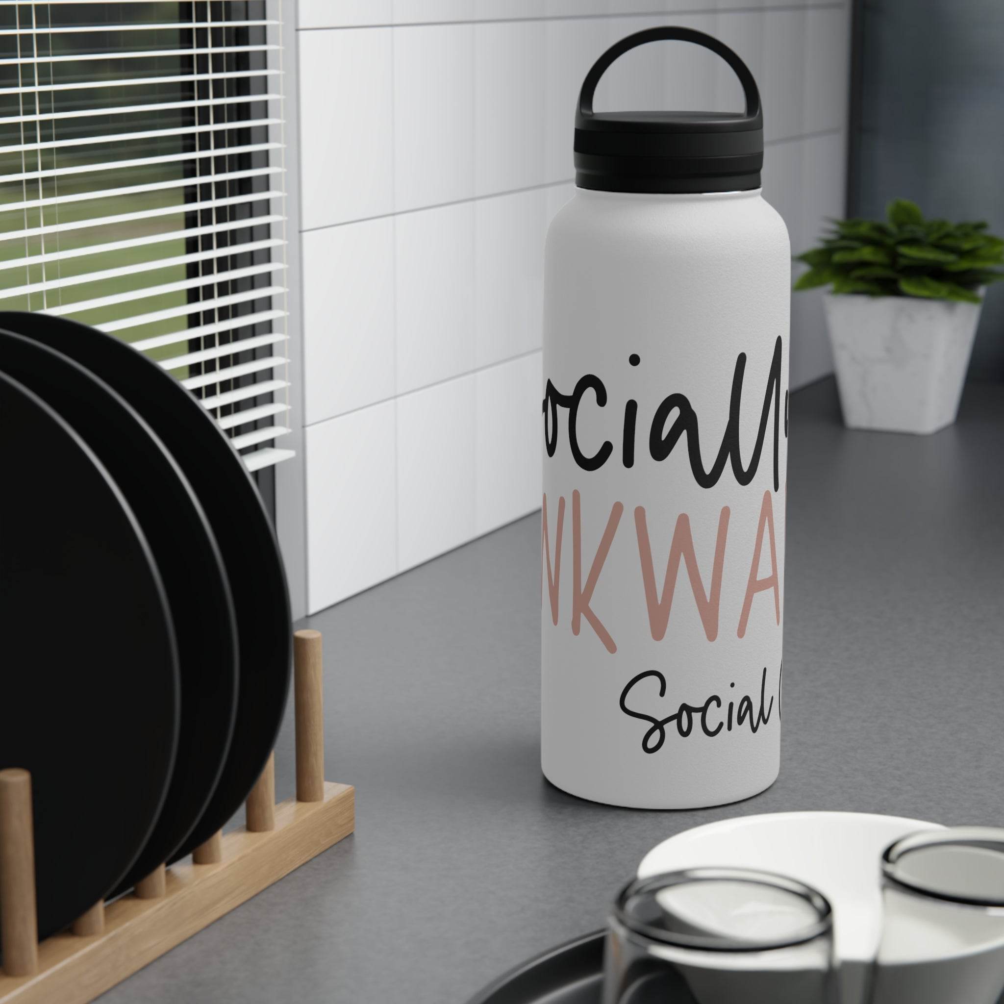 Socially Awkward Stainless Steel Water Bottle Handle Lid