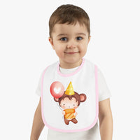 Party Monkey Baby Contrast Trim Jersey Bib - Esmeralda Ecostore