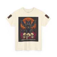 Halloween Cat Skull Unisex Heavy Cotton Tee