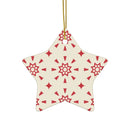 Red & Cream Festive Ceramic Ornaments 2-Side Print - Esmeralda Ecostore