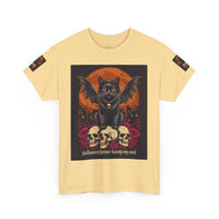 Halloween Cat Skull Unisex Heavy Cotton Tee