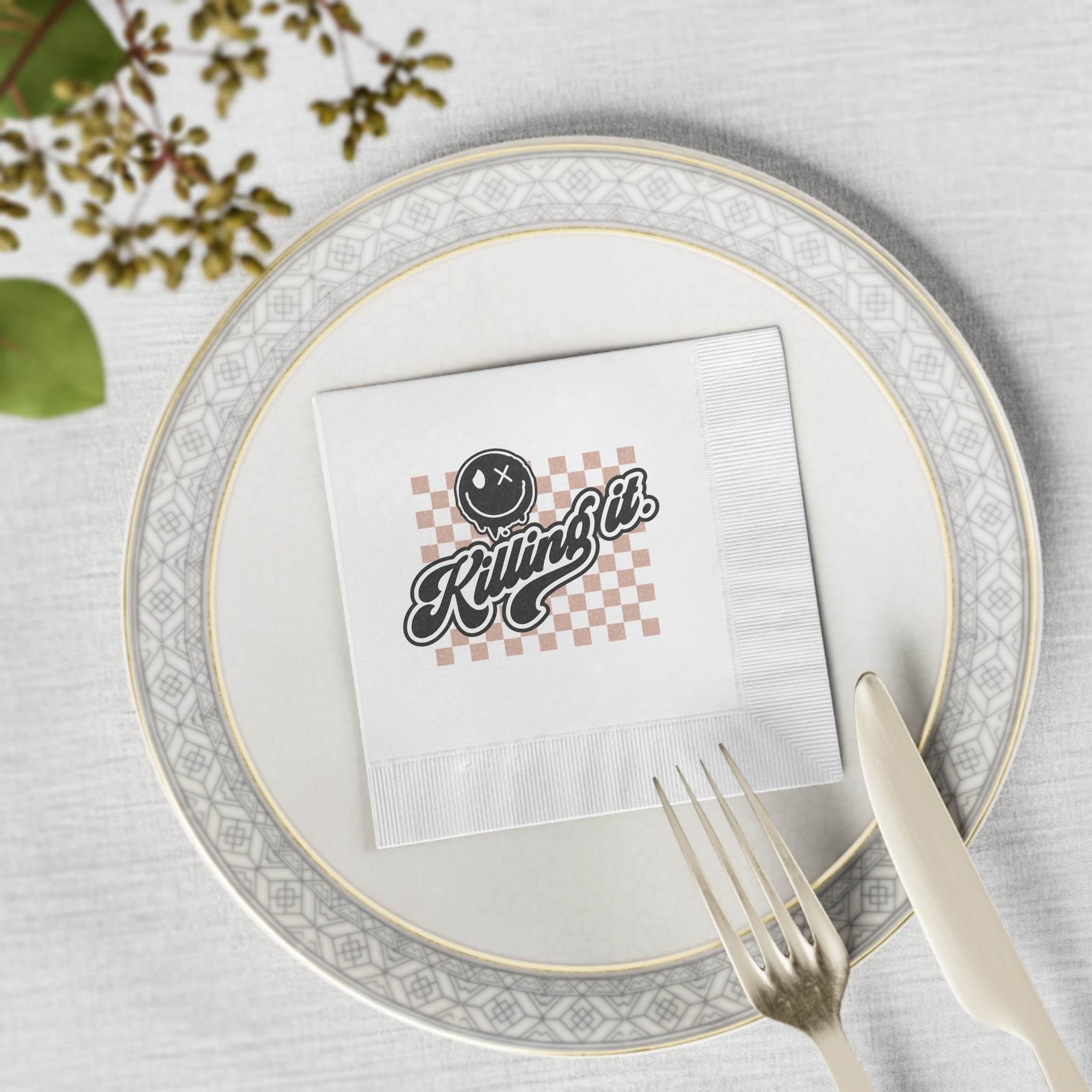 Killing It White Coined Napkins - Esmeralda Ecostore