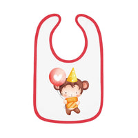 Party Monkey Baby Contrast Trim Jersey Bib - Esmeralda Ecostore