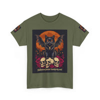 Halloween Cat Skull Unisex Heavy Cotton Tee