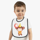 Party Monkey Baby Contrast Trim Jersey Bib - Esmeralda Ecostore