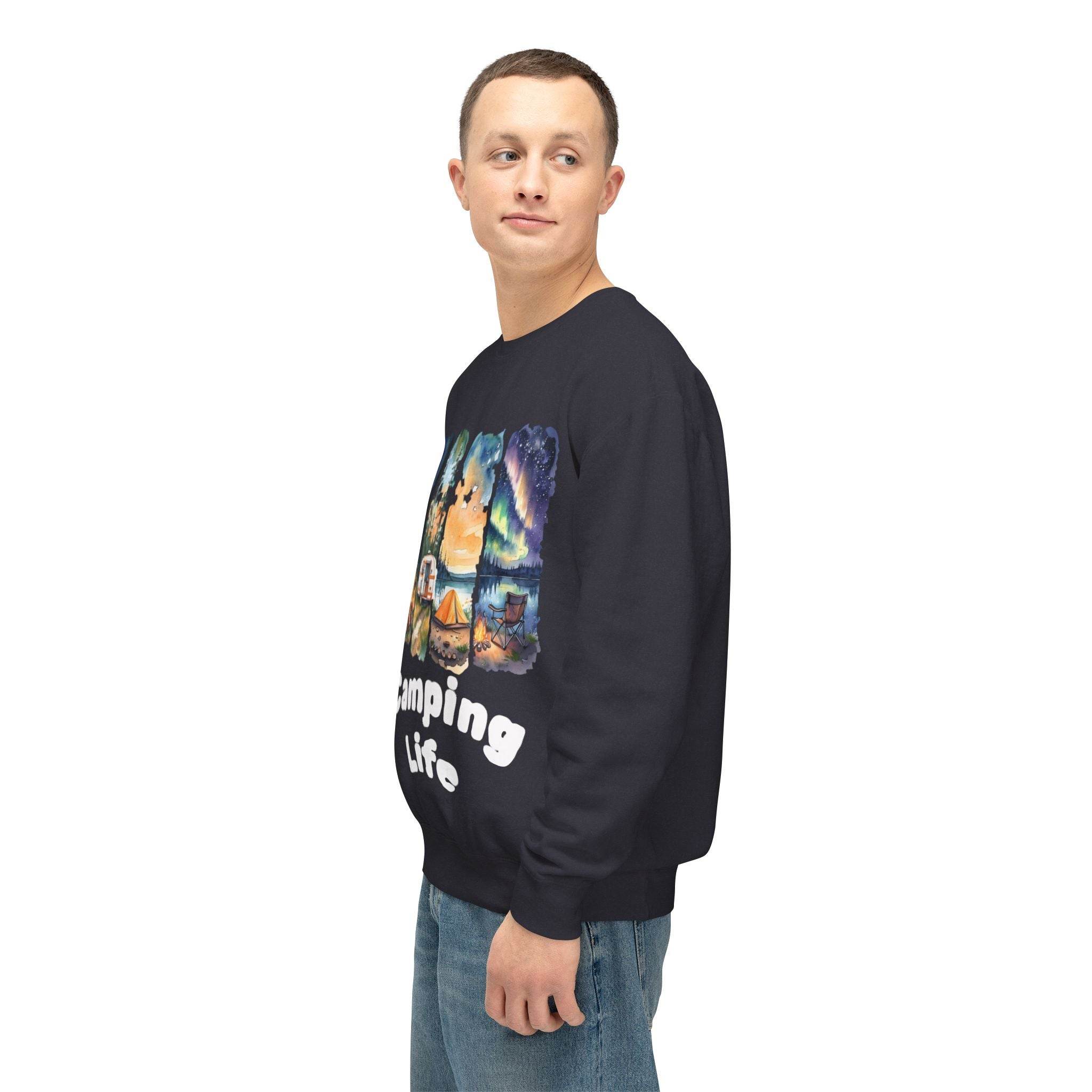 Camping Life Unisex Lightweight Crewneck Sweatshirt