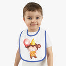 Party Monkey Baby Contrast Trim Jersey Bib - Esmeralda Ecostore