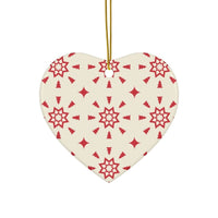 Red & Cream Festive Ceramic Ornaments 2-Side Print - Esmeralda Ecostore