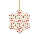Red & Cream Festive Ceramic Ornaments 2-Side Print - Esmeralda Ecostore