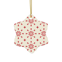 Red & Cream Festive Ceramic Ornaments 2-Side Print - Esmeralda Ecostore