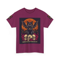 Halloween Cat Skull Unisex Heavy Cotton Tee