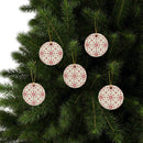 Red & Cream Festive Ceramic Ornaments 2-Side Print - Esmeralda Ecostore