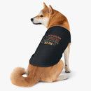 Shiba Inu wearing a black eco-friendly pet tank top with playful If it hits the floor it belongs to me print