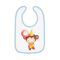 Party Monkey Baby Contrast Trim Jersey Bib - Esmeralda Ecostore
