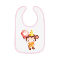 Party Monkey Baby Contrast Trim Jersey Bib - Esmeralda Ecostore