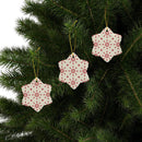 Red & Cream Festive Ceramic Ornaments 2-Side Print - Esmeralda Ecostore