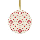 Red & Cream Festive Ceramic Ornaments 2-Side Print - Esmeralda Ecostore