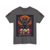 Halloween Cat Skull Unisex Heavy Cotton Tee