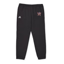 Black eco Adidas pants with elastic waistband and embroidered logo from Printify