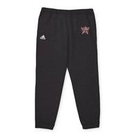 Black eco Adidas pants with elastic waistband and embroidered logo from Printify