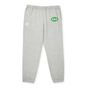 Eco Adidas pants in light gray with green logo for sustainable and stylish comfort