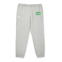 Eco Adidas pants in light gray with green logo for sustainable and stylish comfort