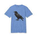 Blue eco-friendly Adidas sport t-shirt with black raven graphic and short sleeves by Printify