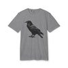 Grey eco-friendly Adidas sport t-shirt by Printify with black raven graphic print