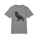 Grey eco-friendly Adidas sport t-shirt by Printify with black raven graphic print