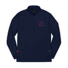 Navy blue Printify sweatshirt with half-zip and sweet floral design eco-friendly athletic wear