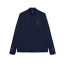 Printify navy sweatshirt with pink embroidered The Queen has retired on chest eco-friendly embroidered quarter-zip pullover