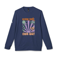 Printify navy sweatshirt with colorful bloom your own way floral design eco-friendly sweatshirts for men and women