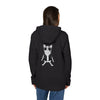 Printify eco-friendly unisex hoodie in black with a cool cartoon dog graphic on the back