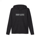 Black eco-friendly unisex hoodie from Printify with minimalist text design on front