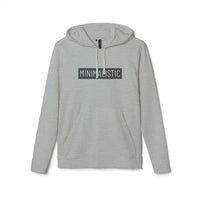 Printify eco-friendly unisex hoodie in light gray with minimalist black and white text design