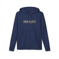 Printify navy blue eco-friendly unisex hoodie with minimalist text design and front pocket