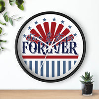 Printify American themed wall clock with stars and stripes design in red blue and white colors