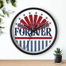 Printify American themed wall clock with stars and stripes design in red and blue colors