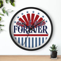 Printify American themed wall clock with stars and stripes design in red and blue colors