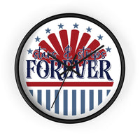 Printify American themed wall clock with stars and stripes design in red, white, and blue colors