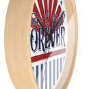 Printify American themed wall clock with wooden frame and patriotic red white and blue design